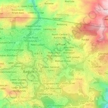 Topografische Karte Holy Ghost Extension, Höhe, Relief