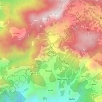 Topografische Karte Sariya, Höhe, Relief