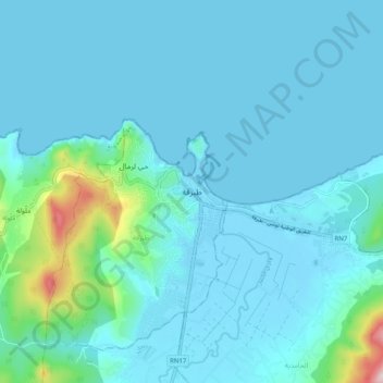 Topografische Karte Tabarka, Höhe, Relief
