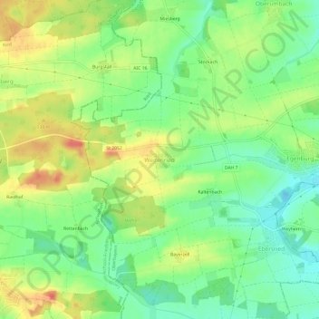 Topografische Karte Weitenried, Höhe, Relief