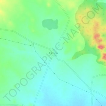 Topografische Karte Alkoda, Höhe, Relief