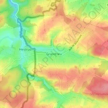 Topografische Karte Grandrieu, Höhe, Relief