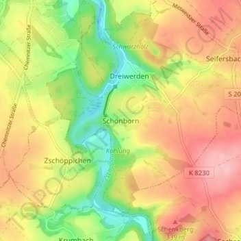 Topografische Karte Schönborn, Höhe, Relief