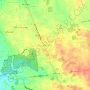 Topografische Karte Les Mangles, Höhe, Relief