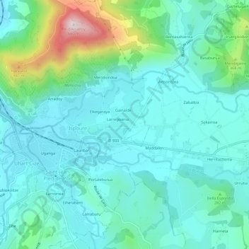 Topografische Karte Larria, Höhe, Relief