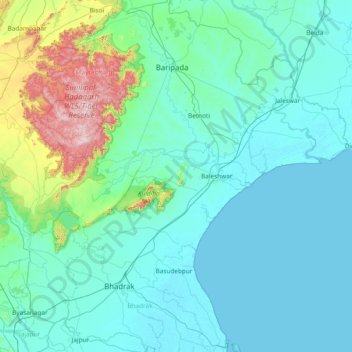 Topografische Karte Bāleshwar, Höhe, Relief