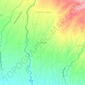 Topografische Karte Calantas, Höhe, Relief