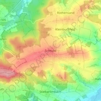 Topografische Karte Schnaid, Höhe, Relief