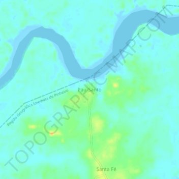 Topografische Karte Pau-Santo, Höhe, Relief