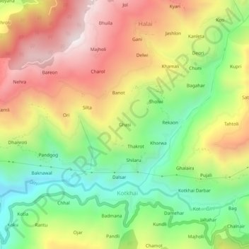 Topografische Karte Ghasi, Höhe, Relief