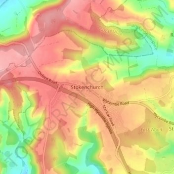 Topografische Karte Stokenchurch, Höhe, Relief
