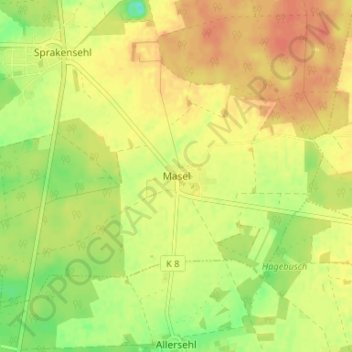 Topografische Karte Masel, Höhe, Relief