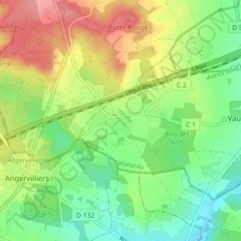 Topografische Karte Machery, Höhe, Relief