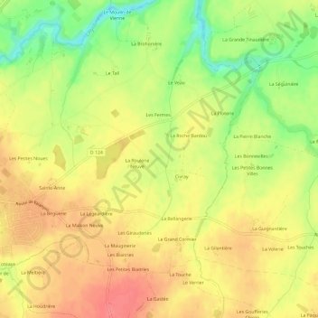 Topografische Karte La Roulerie, Höhe, Relief