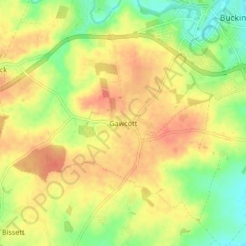 Topografische Karte Gawcott, Höhe, Relief
