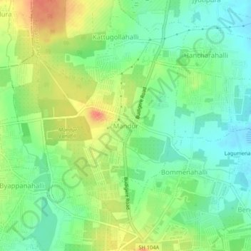 Topografische Karte Manduru, Höhe, Relief