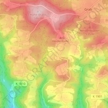 Topografische Karte Frankenweiler, Höhe, Relief