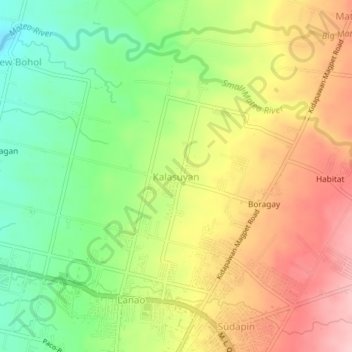 Topografische Karte Kalasuyan, Höhe, Relief