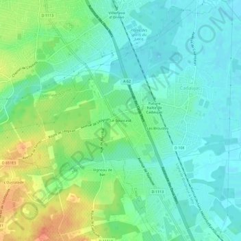 Topografische Karte Le Bouscaut, Höhe, Relief