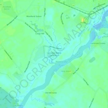 Topografische Karte Upcounty Mobile Home Park, Höhe, Relief