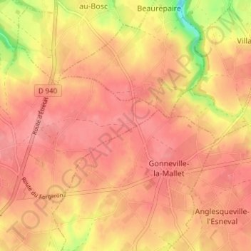 Topografische Karte Le Pavillon, Höhe, Relief