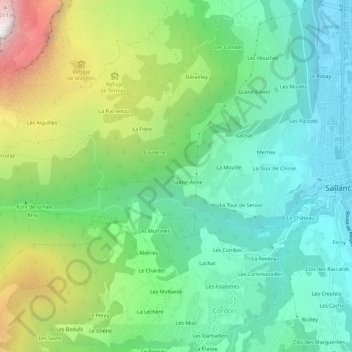 Topografische Karte Phitherne, Höhe, Relief