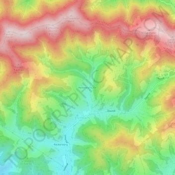 Topografische Karte Hintereschbach, Höhe, Relief