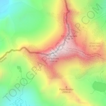 Topografische Karte Scima da Saoseo, Höhe, Relief