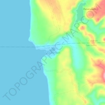 Topografische Karte Taglawigan, Höhe, Relief
