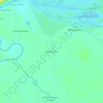 Topografische Karte Ushpa Caño, Höhe, Relief