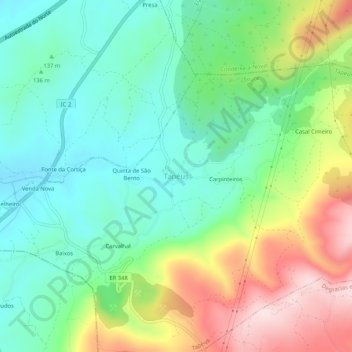 Topografische Karte Tapéus, Höhe, Relief