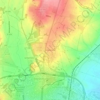 Topografische Karte Rente de Valmy, Höhe, Relief