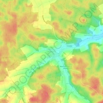 Topografische Karte Affaltern, Höhe, Relief