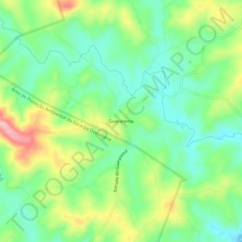 Topografische Karte Guararema, Höhe, Relief