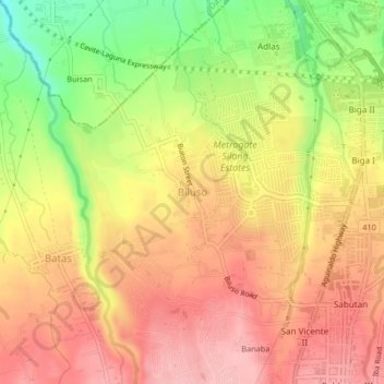 Topografische Karte Biluso, Höhe, Relief