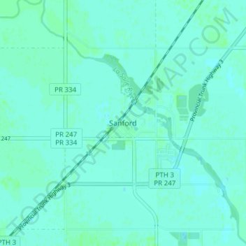 Topografische Karte Sanford, Höhe, Relief