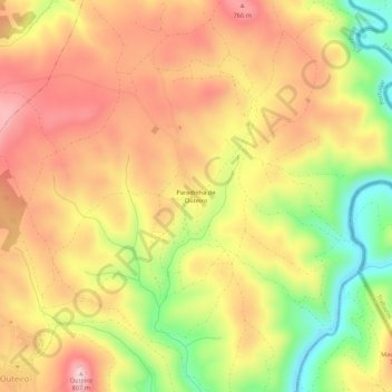 Topografische Karte Paradinha de Outeiro, Höhe, Relief