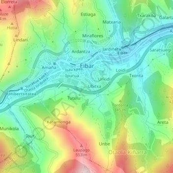 Topografische Karte Egazelai, Höhe, Relief