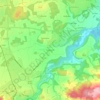 Topografische Karte Festenbach, Höhe, Relief