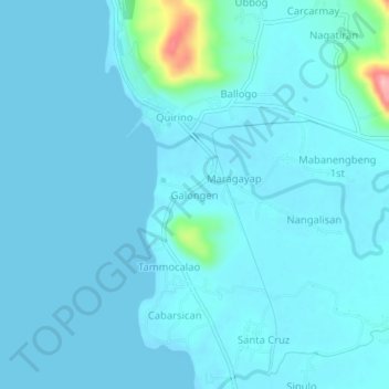 Topografische Karte Galongen, Höhe, Relief