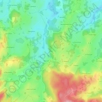 Topografische Karte Cheix, Höhe, Relief