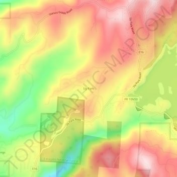 Topografische Karte Sly Park, Höhe, Relief