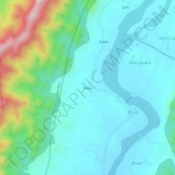 Topografische Karte Bujra, Höhe, Relief