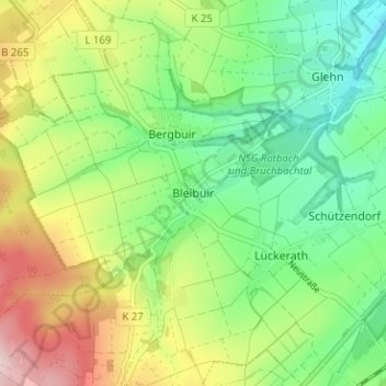 Topografische Karte Bleibuir, Höhe, Relief