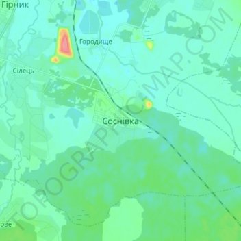 Topografische Karte Соснівка, Höhe, Relief