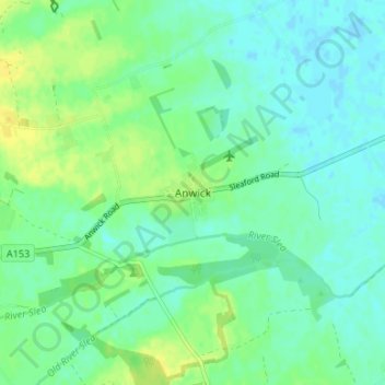 Topografische Karte Anwick, Höhe, Relief