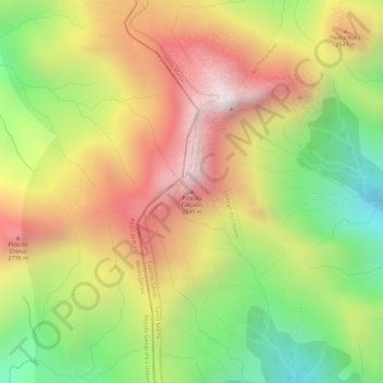 Topografische Karte Pico do Calçado, Höhe, Relief