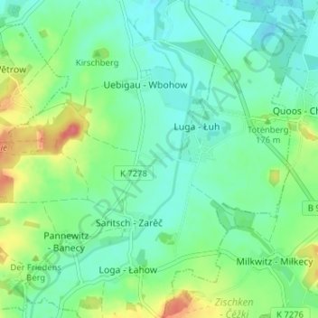 Topografische Karte Krinitz, Höhe, Relief