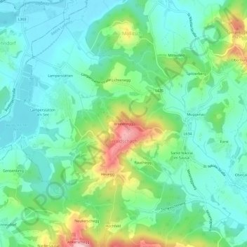 Topografische Karte Breitenegg, Höhe, Relief