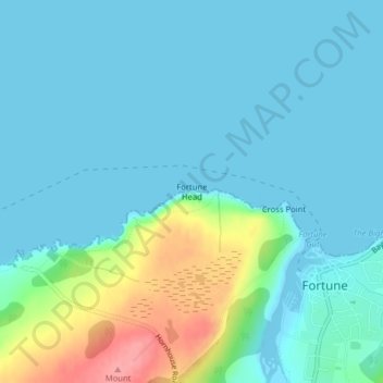 Topografische Karte Fortune Head, Höhe, Relief